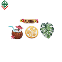 Summer Hawaii Iron Bulk Heat Press 3d Custom Brand logo Badges Embroidered Patch for Clothes