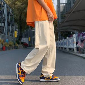 Pantalons décontractés amples en coton pour hommes, tendance automne 2025, pantalons à jambes droites de couleur unie, pantalons à jambes larges tendance pour hommes - Product Image 2