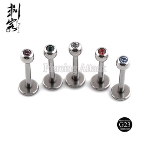 เครื่องประดับเจาะร่างกาย<span class=keywords><strong>ไท</strong></span>เทเนียมแบบเกลียวนอกตั้ง CZ labret - Product Image 1