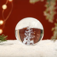 Boule de cristal gravée au laser 3D de haute qualité, motif personnalisé, base d'arbre de Noël, souvenir de vacances, cadeau