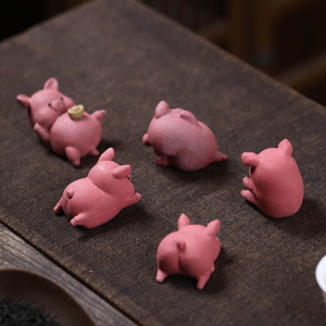 Yixing Mini Purple Clay <b>Tea</b> Pet Pink Pig Fingertip <b>Tea</b> Toy Lucky Charm Ornament Kung Fu <b>Tea</b> <b>Set</b> - Product Image 2