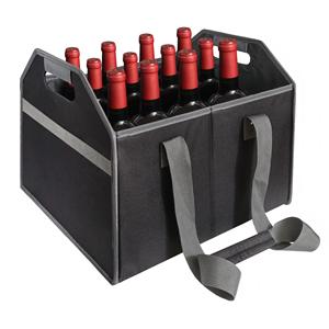 Sac de transport pliable pour 12 bouteilles de vin, avec séparateurs pour verres à champagne et bière, idéal pour pique-nique - Product Image 1