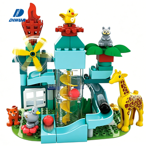 Ensemble de blocs de construction <span class=keywords><strong>pour</strong></span> animaux en marbre DIY, 83 pièces, jouets de piste de course, jouets éducatifs de construction avec ascenseur en spirale - Product Image 1