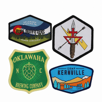 Patch tissé personnalisé à coudre, sans appliqué, de forme ovale ou triangulaire, découpé au laser, grand format, pour chapeaux et vêtements, thermocollant