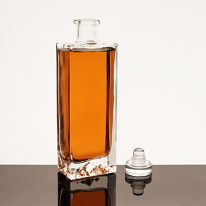 Bouteilles en verre transparentes carrées recyclables de 250 ml, 500 ml, 1000 ml pour café, lait, boissons alcoolisées, jus, avec bouchon en verre - Product Image 6