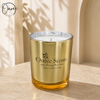 Bougie en verre électroplaqué artisanale de qualité supérieure, logo personnalisé, écologique, sans fumée, cire de soja pour la décoration de la maison, spa, hôtel