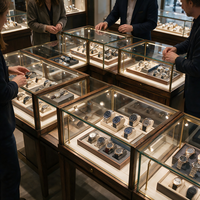 Vitrine de luxe en bois et verre pour montres, idéale pour les boutiques