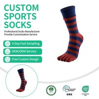 Chaussettes de sport rayées mi-mollet pour femmes, à double bord côtelé, avec orteils séparés, pour la course à pied
