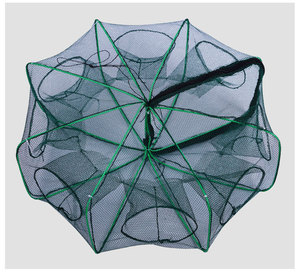 Nassa per Gamberi in Monofilamento Senza Nodi, Rete da Pesca Pieghevole in Nylon con Ingresso Unidirezionale per Catturare Pesci, Gamberi, Loche, Anguille Gialle, Granchi - Product Image 6