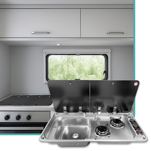 Lavello JDA SS304 per RV con Fornello a Gas a Doppio Bruciatore, Lavello e Fornello Adatto per RV, Roulotte, Barca, Yacht, <span class=keywords><strong>Camper</strong></span> - Product Image 5
