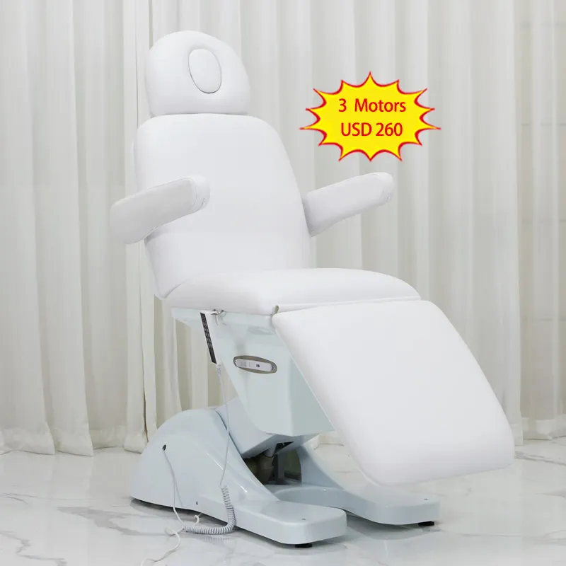 Fauteuil de salon de beauté cosmétique professionnel de luxe personnalisé cils faciaux lit de table de massage électrique à 3 moteurs