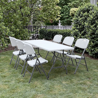 Table rectangulaire pliante en plastique HDPE PP durable et moderne en gros, légère et pliable pour mobilier d'extérieur