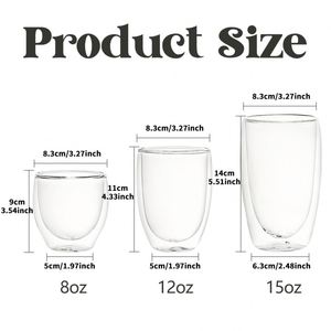 Verre à double paroi en forme de boule de neige pour thé, lait, bière, 8oz, 12oz, 15oz, durable, empilable, avec trou pré-percé - Product Image 2