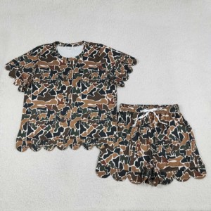 Set di Shorts Lunghi Classici da <span class=keywords><strong>Donna</strong></span> in Marrone e <span class=keywords><strong>Verde</strong></span> con Bordo Ondulato, Stile Vintage, GSSO3234, <span class=keywords><strong>Abbigliamento</strong></span> Boutique RTS - Nessuna tariffa doganale, Contattaci - Product Image 2