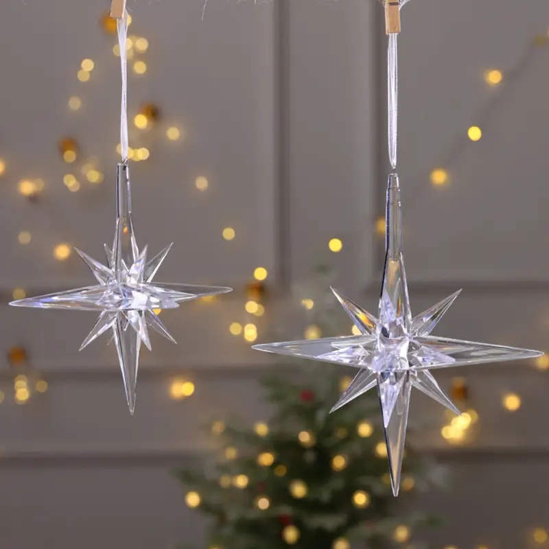 Festival di cristallo del pendente tridimensionale della decorazione dell'albero del fiocco di neve di natale di 15cm