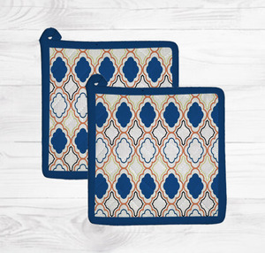 ที่จับหม้อผ้าฝ้ายพิมพ์ลายคุณภาพส่งออก ทนความร้อน ซักได้ ดีไซน์ทันสมัย สำหรับใช้ในครัว บ้าน และโรงแรม - Product Image 1