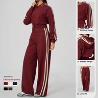 Nouvel ensemble de survêtements sportifs pour femmes, coupe ample, en molleton chaud coton/polyester, veste à capuche et pantalon color-block
