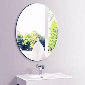 Miroir mural de sécurité sans cadre, film arrière en vinyle, miroir mural rond ovale pour salle de bain