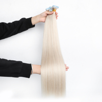 Extensions de cheveux blondes glacées à bandes adhésives, 100 % cheveux humains, adhésif imperméable pour l'été et la plage, double épaisseur