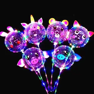 Vente en gros dessin animé Bobo ballon 24 pouces Noël fête de mariage allume LED BOBO ballons