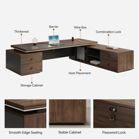 Bureau de Direction Exécutif en L en Bois de Luxe Italien de Haute Qualité, Table de PDG pour Grand Patron