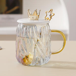 Nouvelle tasse en verre borosilicate isolée, design élégant, avec couvercle et cuillère, résistante à la chaleur et au vent, pour le bureau, le thé, le café, le lait et l'eau - Product Image 1