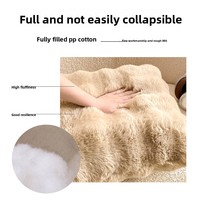 Coussin carré double face en fausse fourrure de lapin et velours bulle, garnissage en coton, style luxueux pour canapé, lit, bureau, chevet