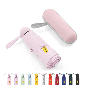 Custom Printing Travel Mini Umbrella Super Light Anti Uv 5 Fold Pocket Compact Umbrella With Case