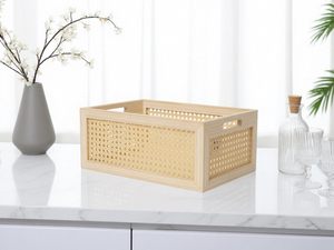 Cesta de Almacenamiento Multifuncional Rectangular Vintage de Mimbre Natural y Madera Hecha a Mano de Alta Calidad, Ecológica - Product Image 3