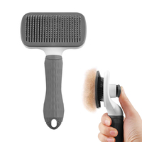 Brosse de toilettage pour animaux de compagnie à poignée souple personnalisée, peigne massant auto-nettoyant pour chiens et chats
