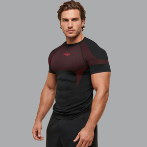 ODM Customizable Sporty Men's Slim-Fit Breathable <b>Knitted</b> T-Shirts Sports Fitness Casual Sporty T-Shirts Manufacture - Product Image 3