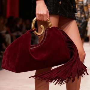 Borse da Sera in Camoscio per Donne, Borse Firmate di Lusso 2026 Nuove con Frange <span class=keywords><strong>Nell</strong></span>, Manico Superiore con Hardware e Nappa - Product Image 1