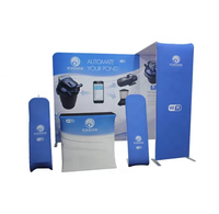 Solution de stand d'exposition 10ftX10ft : Mur d'affichage publicitaire en tissu tendu imprimé avec podium rigide et éclairage LED