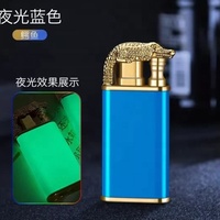 Kaiyang Logo Personnalisé Briquet Gonflable Flamme Bleue Crocodile Dragon Double Trou Briquet à Injection de Gaz