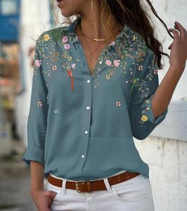 Áo sơ mi nữ in họa tiết tùy chỉnh, bán chạy, kiểu dáng độc lập, chất liệu chiffon, tay dài, dáng rộng, cài nút. - Product Image 4