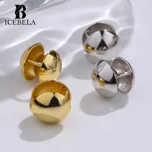 Minimalist 925 Sterling Silver 18K Gold Plated Small Round Balls Earrings Buckle Ball Shaped Huggie Hoop Earrings For Women