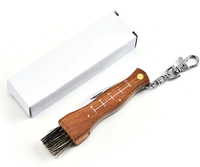 Best-seller Couteau de poche d'extérieur à cueillette personnalisé de haute qualité Manche en bois Couteau champignon avec brosse
