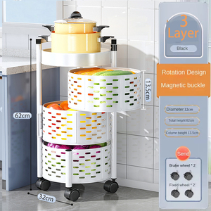 Étagère de rangement métallique multifonctionnelle à 360 degrés, écologique, noir/blanc, pour fruits et légumes, panier multi-niveaux pour cuisine - Product Image 3