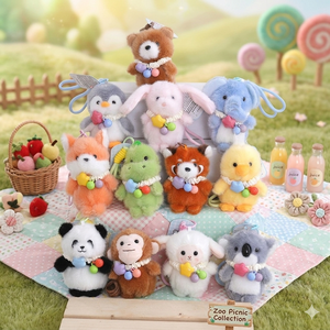 Llavero de peluche suave y esponjoso, bonito y decorativo, con diseños de Mapache, Oso, Elefante, Pingüino, Conejo, para colgar en bolso - Product Image 1