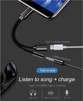 Adaptador de cargador Conector de audio de 3,5mm Adaptador Usb tipo C Tipo C a 3,5mm para Millet 6 / Millet Mix 2 / Letv 2 PVC Cobre estañado Bofan