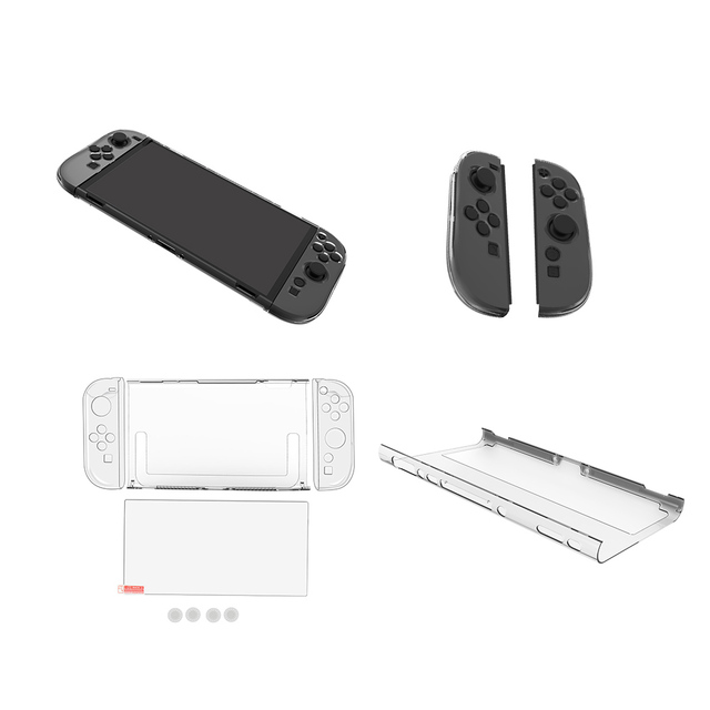 9 in 1 Kit for NS2 Switch 2 Tempered Protective Film Transparent Shell for Nintendo Switch 2 Joy-Con Thumb Stick Silicone Button