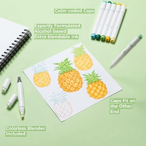 60 Colors Alcohols Markers Set <b>Brush</b> Tip Drawing Marker Pen Set Art Coloring Pens <b>Round</b> Pen Barrel for Stationery - Product Image 6