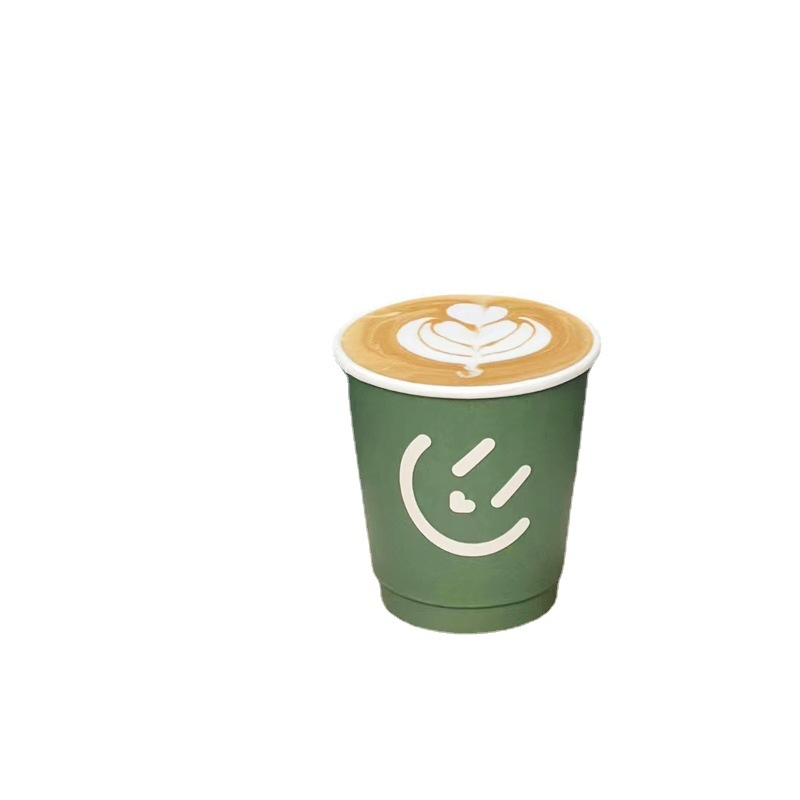 Double-layer Hollow Coffee Paper Cup Custom Heat-insulated Anti-scalding Milk Tea Packaging Paper Cup Disposable Print with Lid