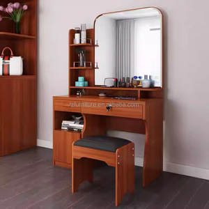 Ensembles complets de meubles de chambre en bois massif personnalisables et abordables avec lit, armoire, table de chevet et coiffeuse pour appartements - Product Image 5