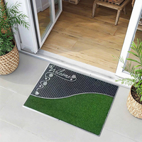 Machine d'entrée de maison moderne en PVC résistant à la corrosion tapis de porte rectangulaire en caoutchouc antidérapant fin imprimé animal puzzle motif maison
