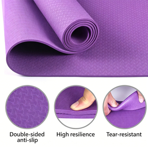 Yoga Mat <strong>TPE</strong> 183x61cm 6mm Skin Friendly Non Slip Fitness Mat Waterproof Easy Clean for Indoor Floor Workout - Product Image 2