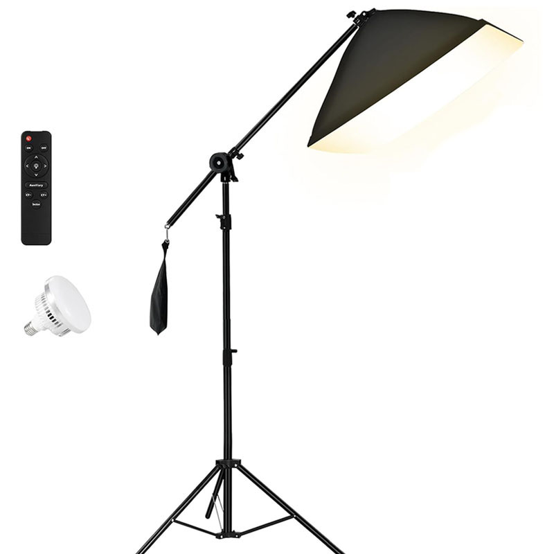 Softbox + pied de 2m + bras de 1,4m + ampoule LED