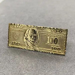 Latest Personality Design 14k Gold Plated 100 Hundred Dollar Benjamin Bill Two Double Finger Ring Jewelry