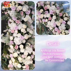 ซุ้มแต่งงานดอกกุหลาบผ้าไหมเทียมแบบเรียบหรู ดีไซน์ไม่สมมาตร ปรับขนาดได้ สีขาวม่วง สำหรับจัดดอกไม้งานแต่งงาน - Product Image 2