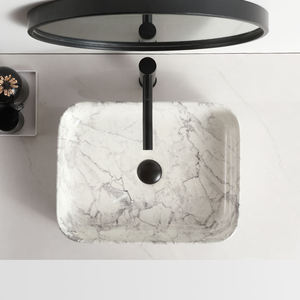 Lavabo de Cerámica Rectangular Pequeño para Decoración, Lavabo de Mármol para Encimera de Baño - Product Image 4
